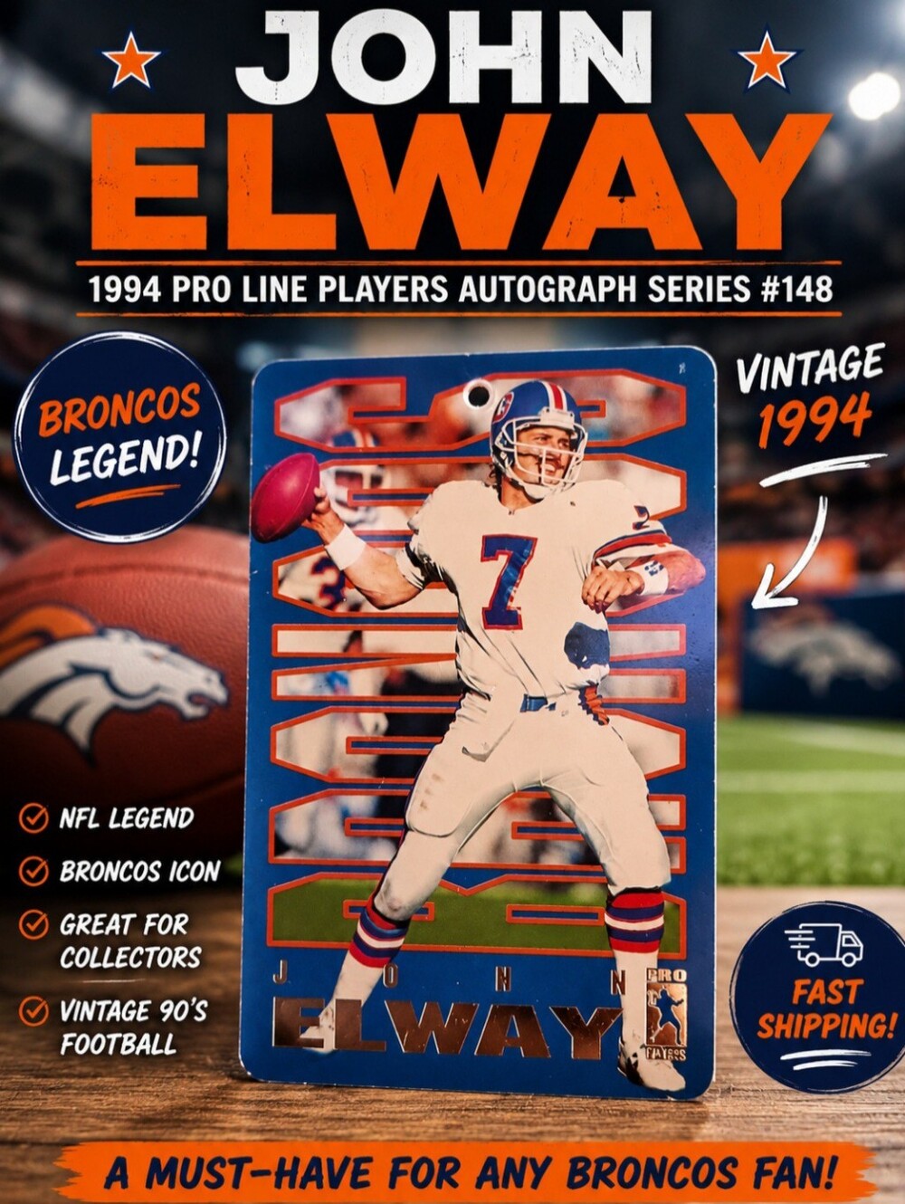 Vintage 1994 John Elway Broncos  Pro Line Autograph Series  Card #148